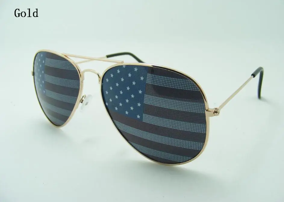Пилот солнцезащитные очки американский флаг линзы вечерние реквизит аксессуары поставки украшения двойной луч металлические очки игры очки L3 - Цвет линз: 1