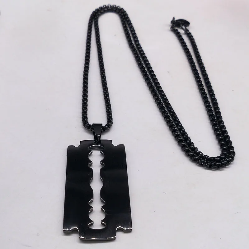 Goth Dainty Men Razor Blade Necklace / Stainless Steel Razor Men Emo Jewelry