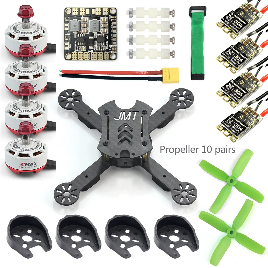 

JMT X180 DIY Racing Drone Quadcopter Combo Frame w/ EMAX RS2306 2750KV 2400KV Brushless Motor + BLHeli-s 30A / 4in1 20A 12A ESC