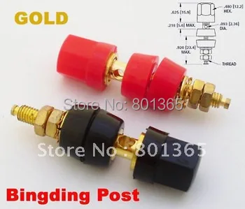 

Free shipping Standard Hex Head Gold Binding Post Banana Jack 50mm Red and Balck 20pcs