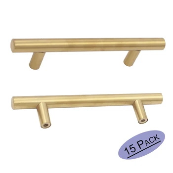 

Goldenwarm Stainless Steel Gold Drawer Pulls 128 mm kitchen cabinet pulls Round Bar Cupboard Door Knobs 15PCS