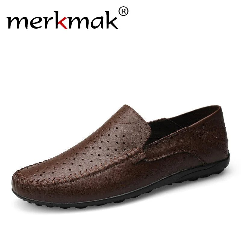 Big Size New Summer Handmade Genuine Leather Men Loafers Soft Leather Men Driving Moccasins Brand Men Casual Shoes Slip On Flats