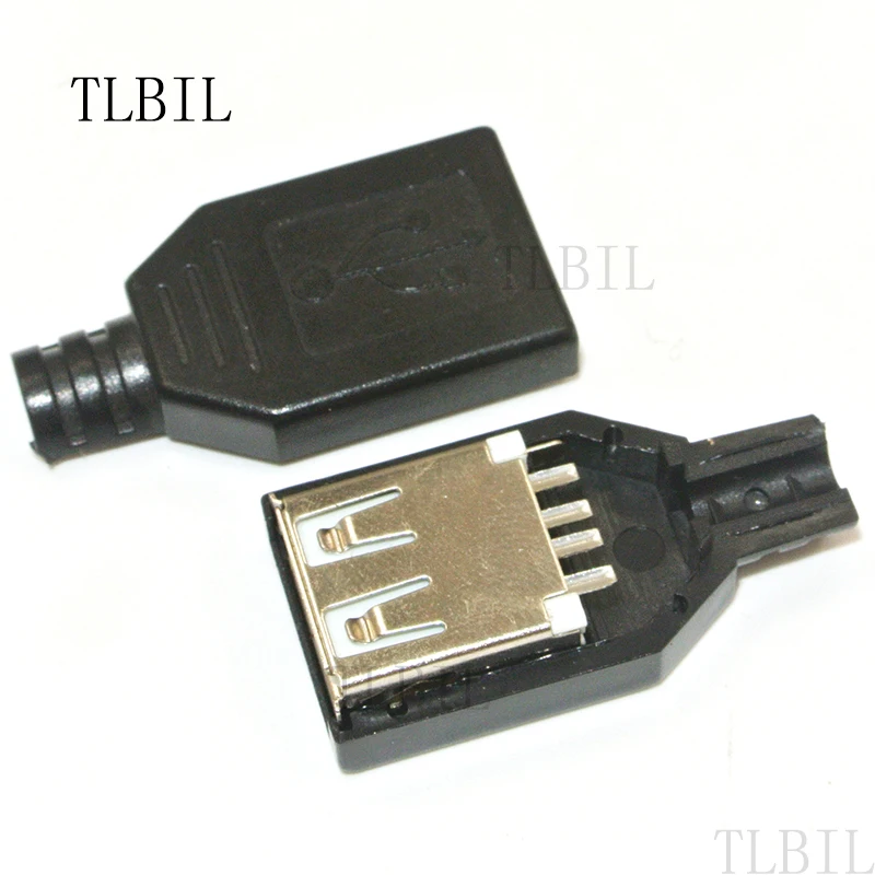 

New 10pcs Type A Female USB 4 Pin Plug Socket Connector With Black Plastic Cover
