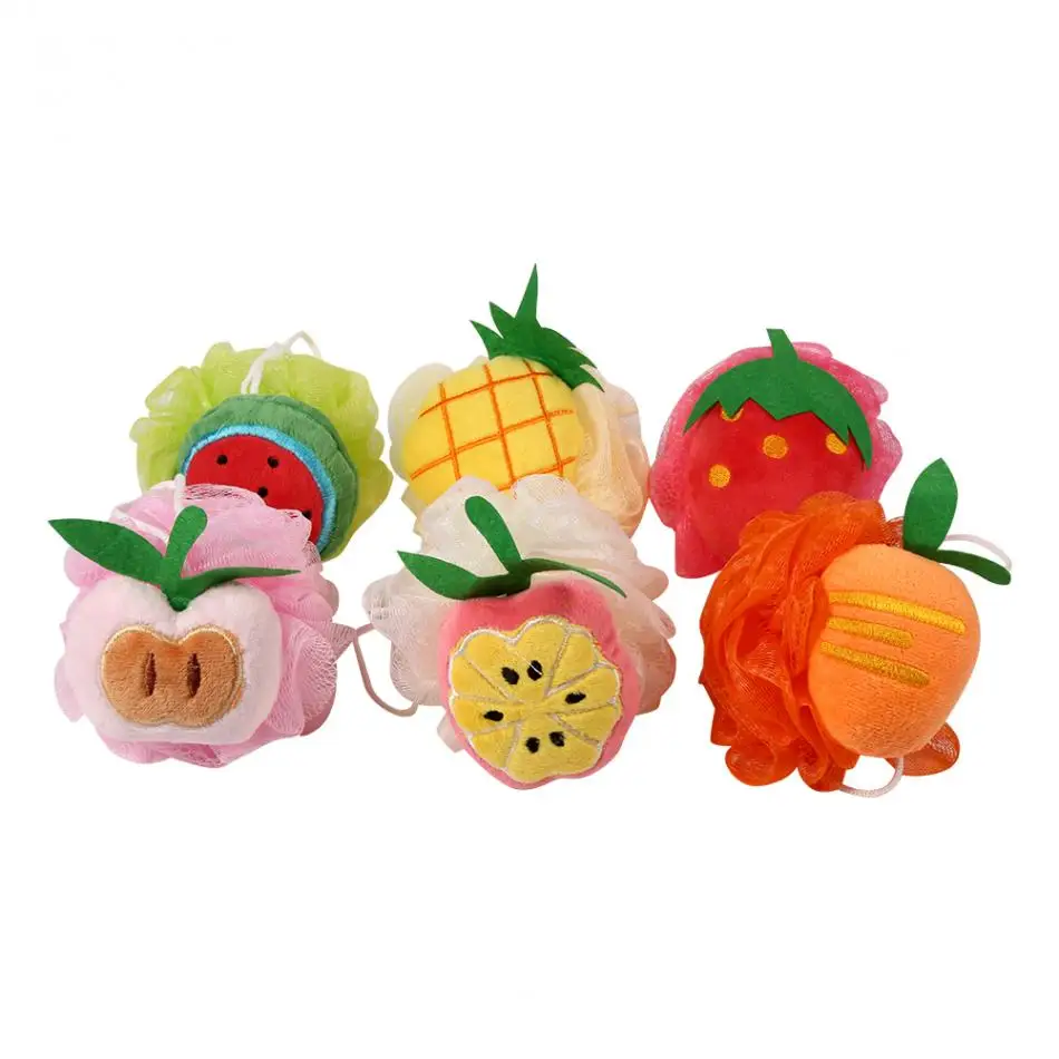 

Fruit Ball Bath Shower Sponge Mesh Pouf Bath Brush Bathroom Towel Soft Bath Flower Body Shower Cleaning Shower Scrub Bath Scrub