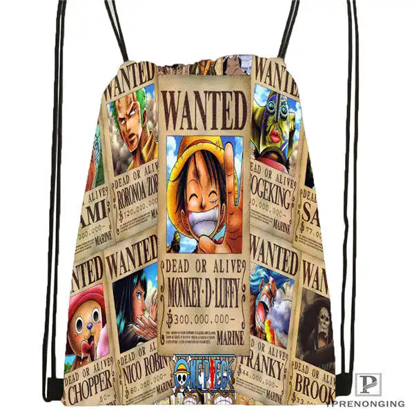 Custom Cartoon one piece Drawstring Backpack Bag Cute Daypack Kids Satchel Black Back 31x40cm 2018612 01