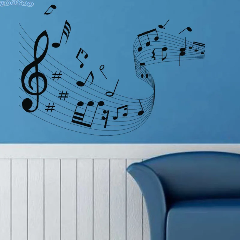 ZOOYOO Music Notes Wall Stickers Musical Wave Home Decor Music Wall ...