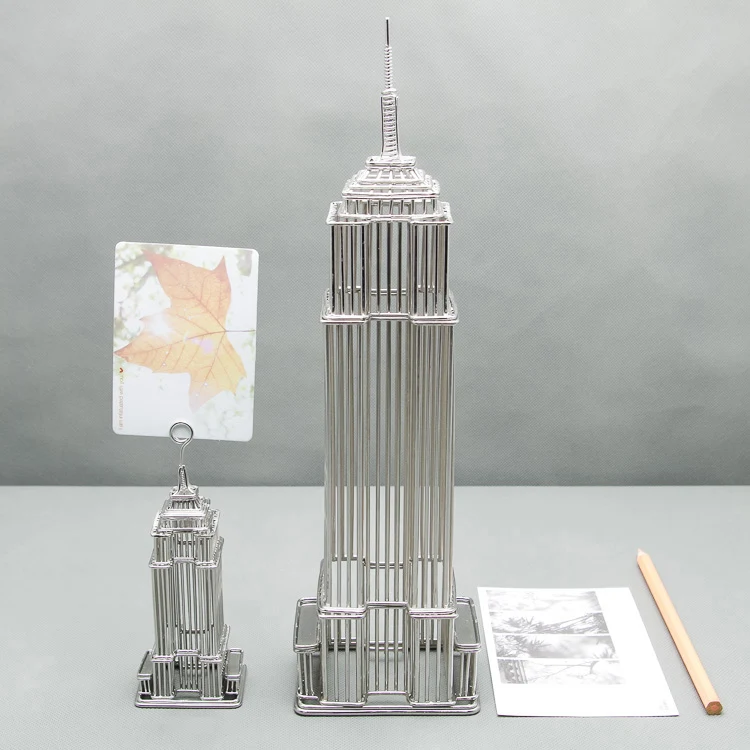 Steel Wire Model Doodles Destinations Empire State Building Architecture Replica Statue Card Holder and Award