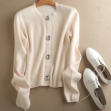Кардиган с круглым вырезом зимний женский свитер 3 цвета свободный простой внешний вязаный женский кардиган текстура мягкая рубашка кардиган