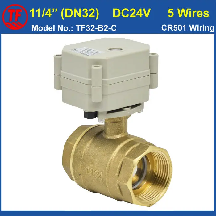 

DC24V 5 wires BSP or NPT 11/4'' Electric Ball Valve With Signal Feedback DN32 Motorized Ball Valves Bore Size 29mm