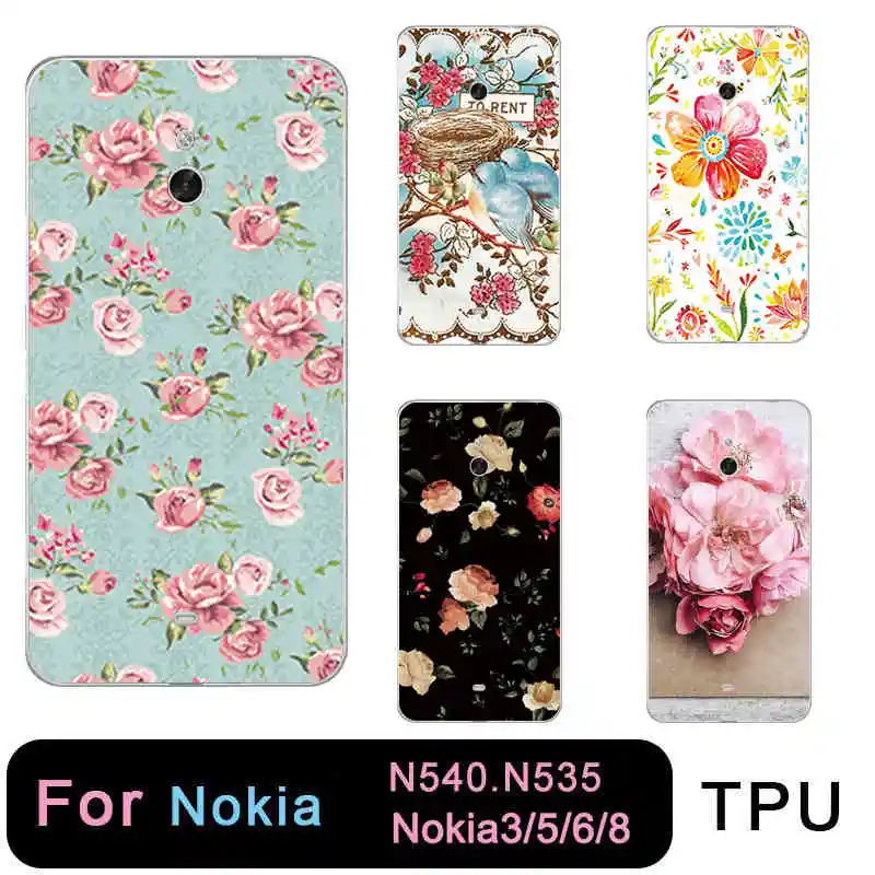 ТПУ прозрачный чехол для телефона nokia3 nokia5 nokia6 nokia8 N540 N535 защитный цветочный