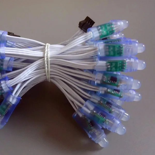 50 шт. DC5V 12 мм WS2811 Светодиодный умный пиксельный узел с полностью белый провод (20AWG)