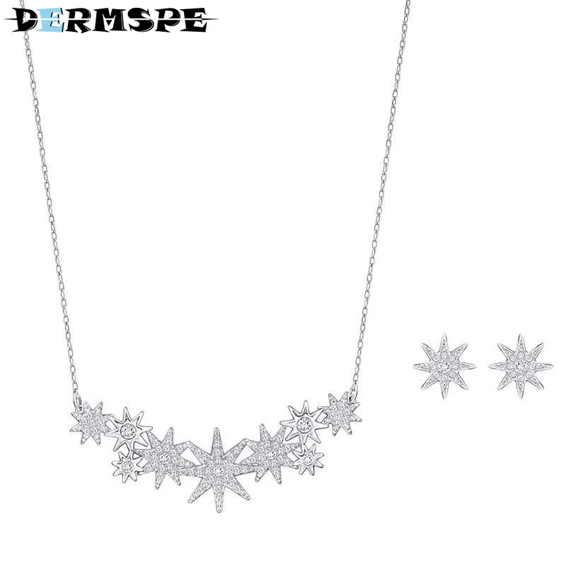 

DERMSPE 2018 New Delicate and Elegant Charm Star Necklace Set 5230281 Fashion Temperament Jewelry Woman