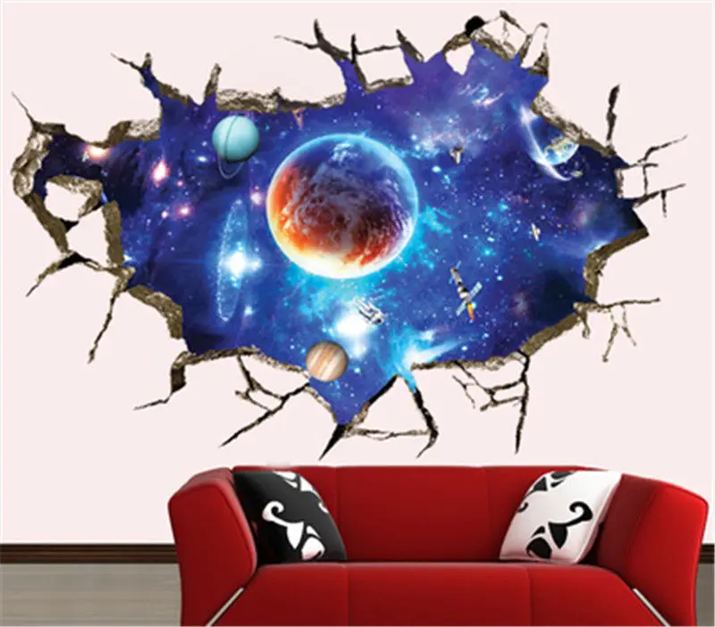 

Newly Creative Space planet Galaxy Stars Planets Universe 3d space sticker Wall Mural Photo Wallpaper Eco-friendly Wall Sticker
