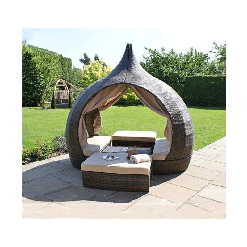 

Factory outlets Latest Designs Apple Shape Wicker Daybed Outdoor Sun Bed unique rattan day bed