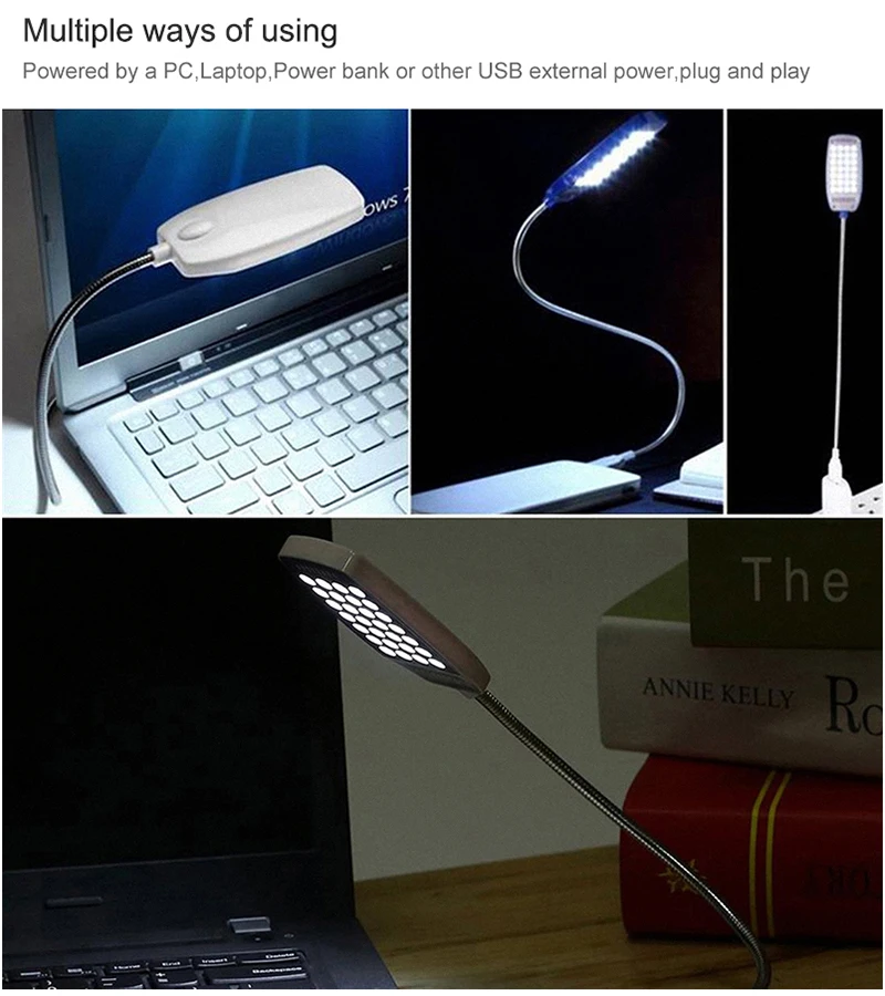 HECULAS USB Led Настольная лампа сверхъяркая 28 светодиодов Мини Гибкий Ночная переносная лампа Мощность для ноутбука чтение книг освещения