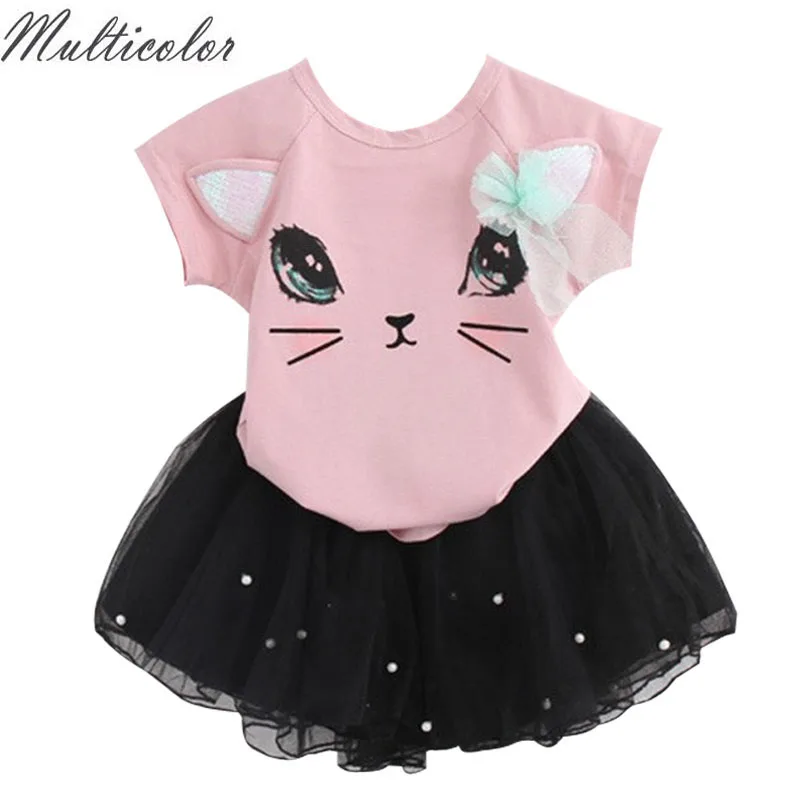 

HOT Kids Gilrs Clothes Sets Fashion Autumn Dress Sets Suit Hello Kitty Baby For Summer Girls Dresses Clothing Sets Shirt +Pants
