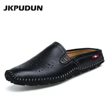 JKPUDUN/летние мужские шлепанцы; лоферы; Роскошная брендовая итальянская Повседневная обувь; мужские слипоны из натуральной кожи; дышащая обувь; Zapatos