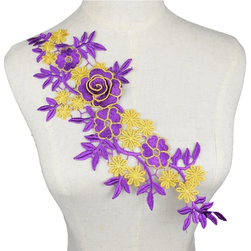 Вышивка кружевной вырез аппликация ткань шитье ремесло отделка DIY белый кружевной цветочный воротник ткань Скрапбукинг 4 цвета NL314 - Цвет: Purple