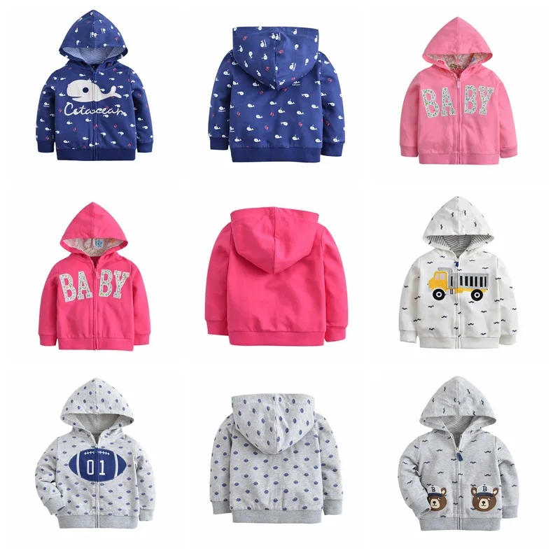 

Baby Girl and Boy Cotton Hooded Cartoon Outwear for Autumn Spring 9M to 3T Infant Sporting Coat with Hat