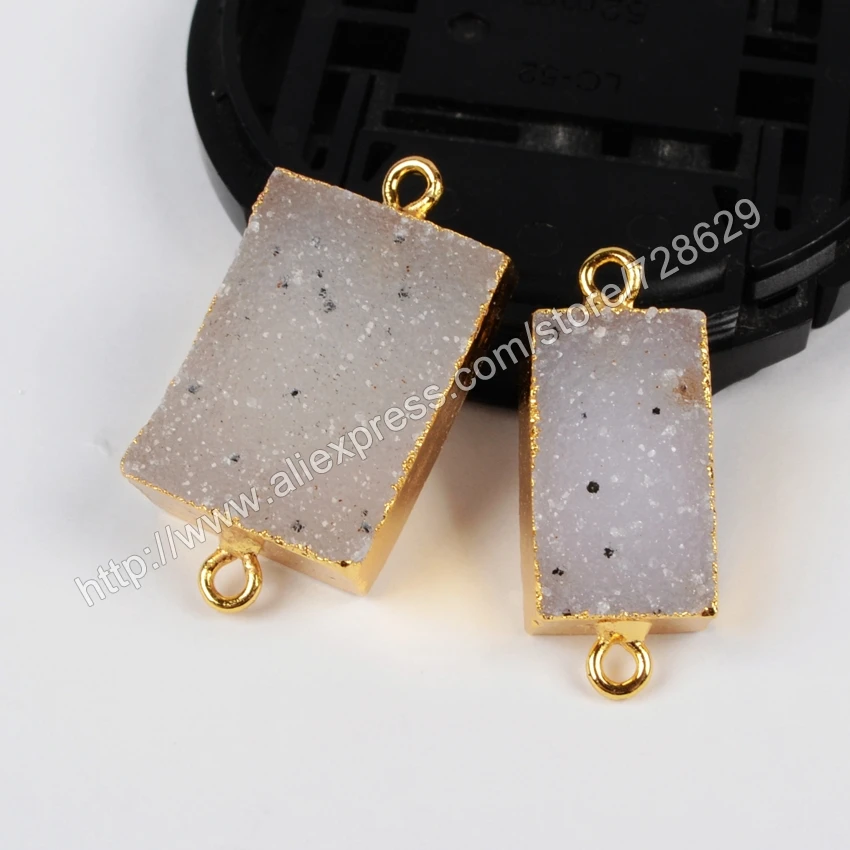 BOROSA золотистого цвета прямоугольный натуральный кристалл Друза Geode коннектор