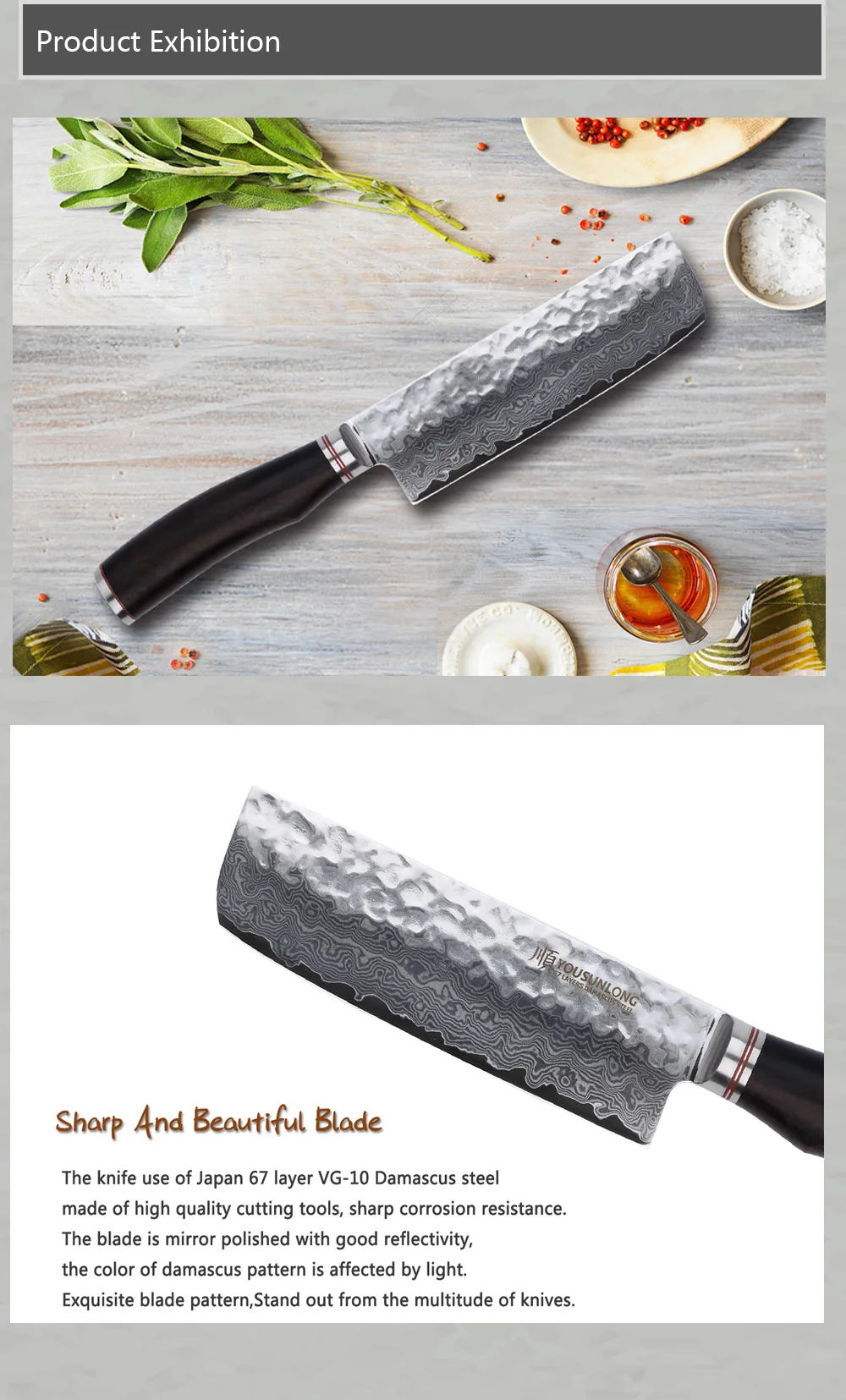 YOUSUNLONG 6,5 дюймовый кованый нож для овощного шеф-повара Nakiri-японский VG10 супер стальной 67 слой Дамаск-бритва острый-ручка из черного дерева