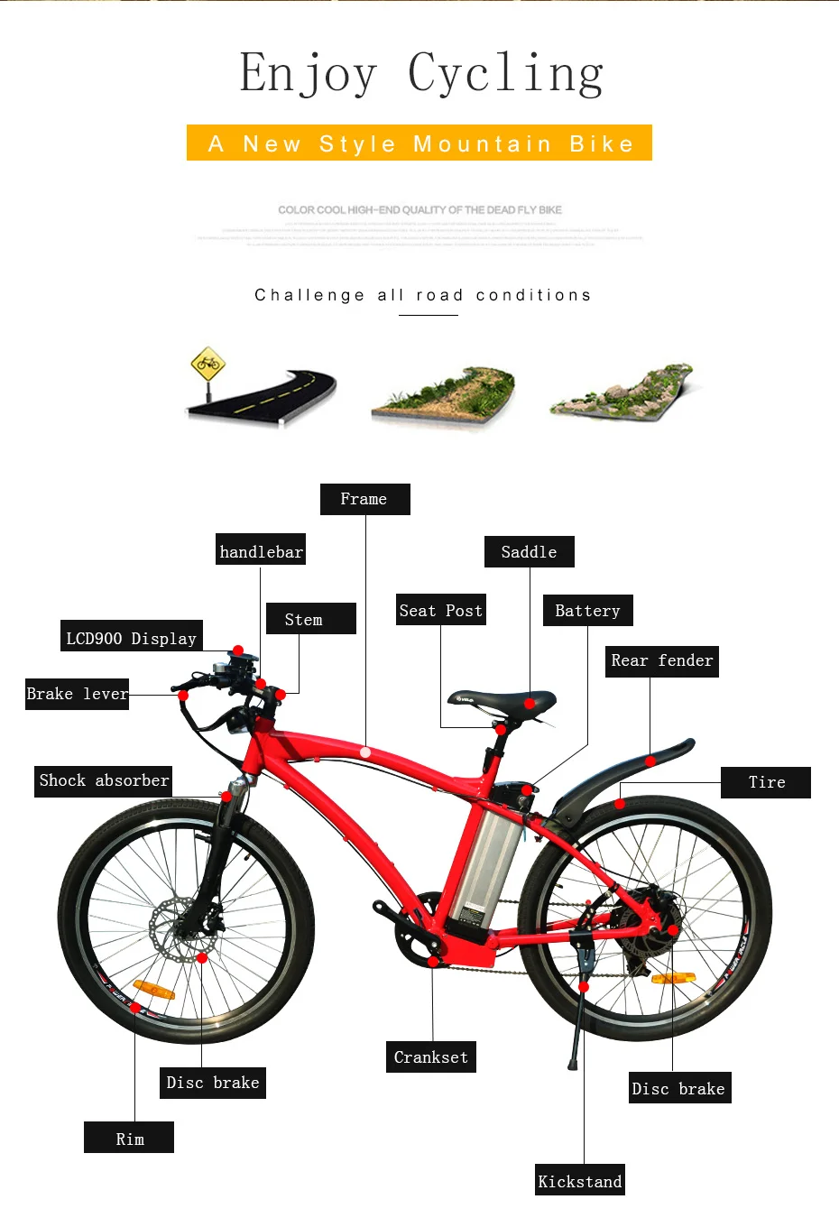 Sale 48V 500W Electric Bike Bicycle Mountain Ebike 48V 12ah Lithium Battery 26" 2.125 MTB e Bike Powerful E-bike bicicleta electrica 1