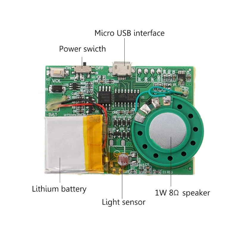 Светильник чувствительный ключ управление MP3 звук воспроизведение цепи модуль для поздравительной открытки с динамиком литиевая батарея USB скачать