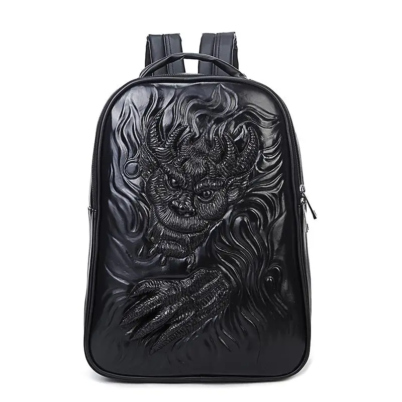 Женский рюкзак новейший стильный крутой черный из искусственной кожи рюкзак с принтом дракона женский Лидер продаж женская сумка Быстрая - Цвет: black