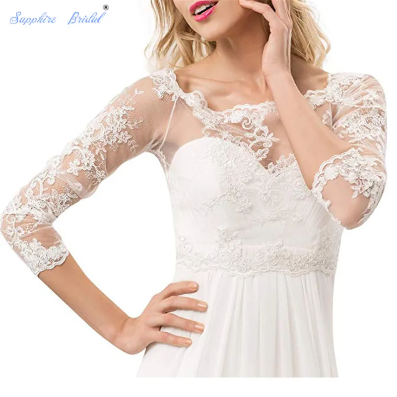 Sapphire Bridal Bridal Lace Up Corset Bolero Shrug Jacket For