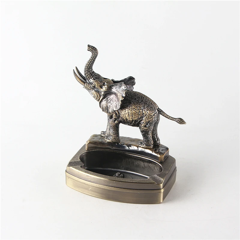 

New type resin metal ashtray Elephants model ashtray with lighter dual purpose cigarette accessories