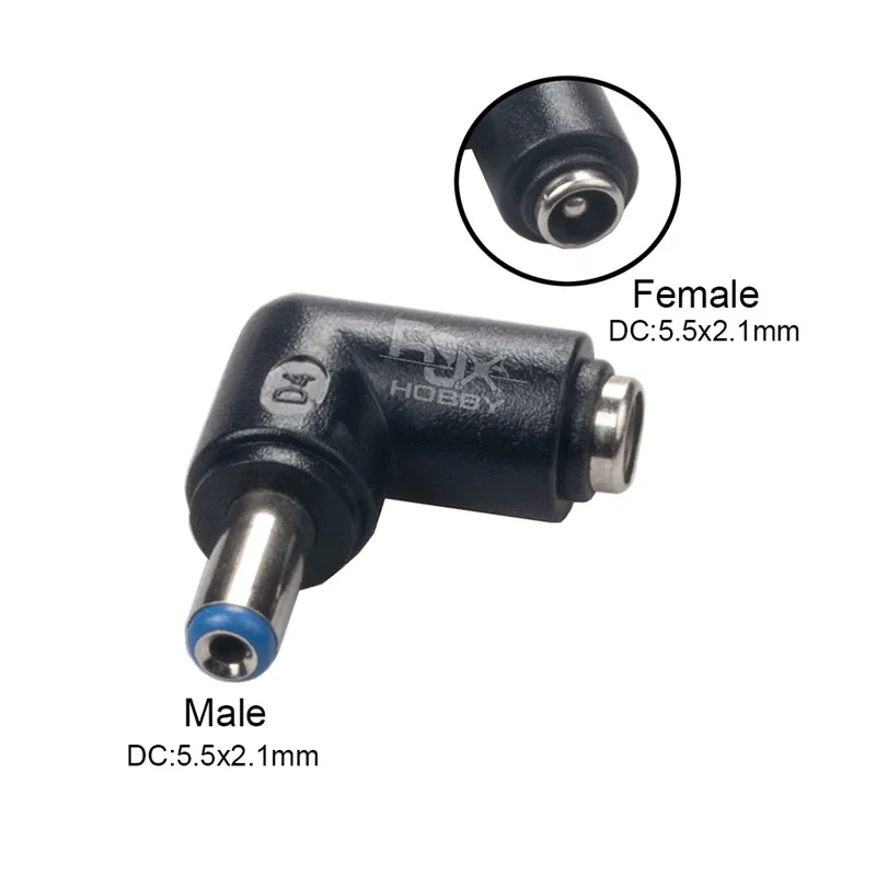 

RJXHOBBY 90 Degree DC Power Switch head DC5.5*2.1mm to DC 5.5*2.1mm
