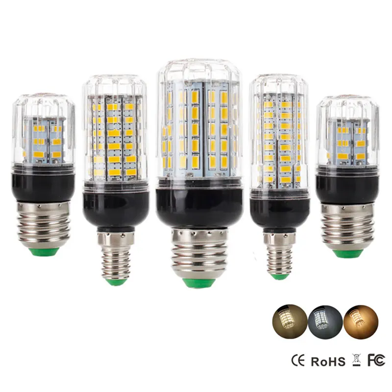 Полностью новая светодиодная лампа E27 E14 7 Вт 9 12 15 18 20 25 28 30 35 SMD 5730 лампочка кукуруза