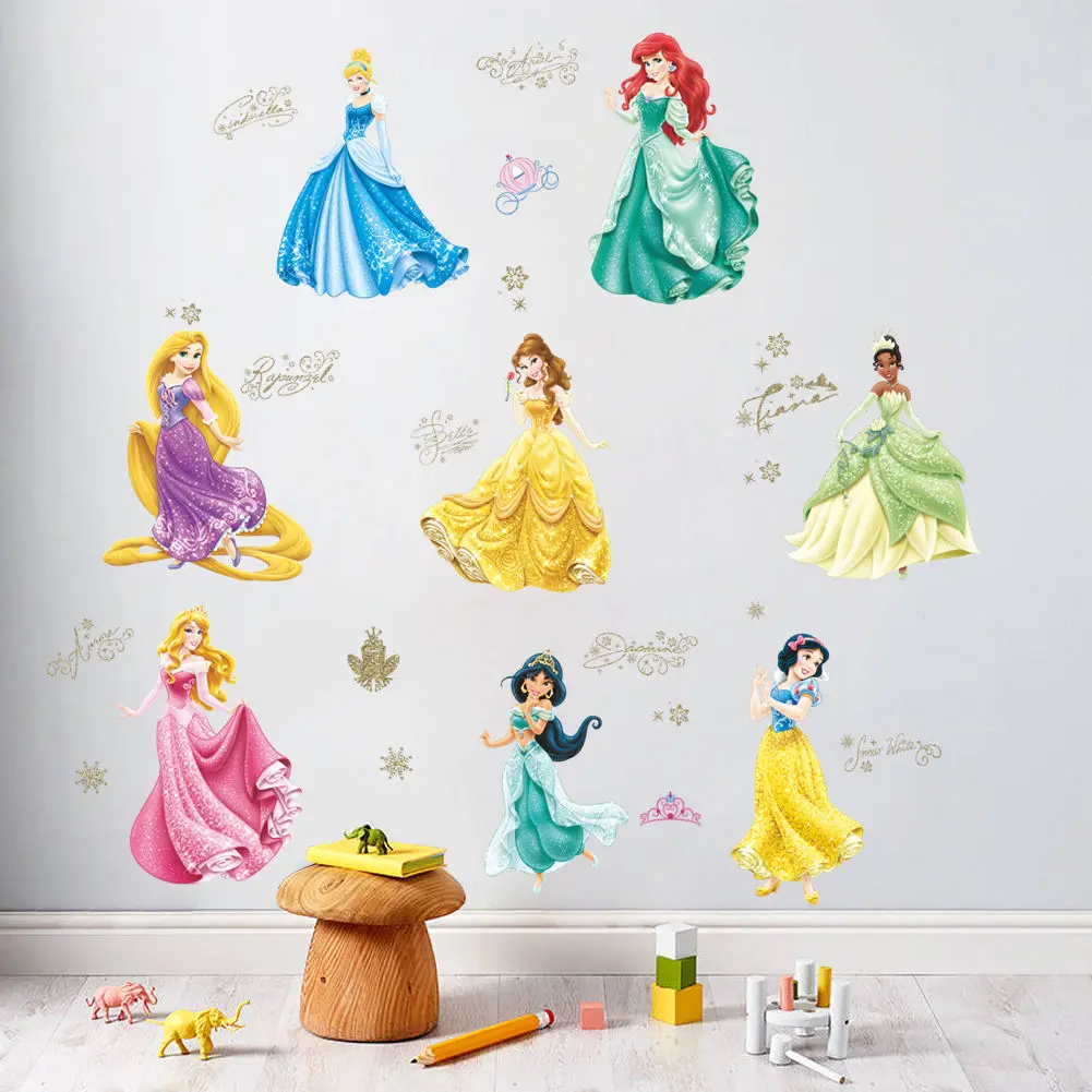 Cinderella Snow White Princess Wall Stickers PVC Decal Children's