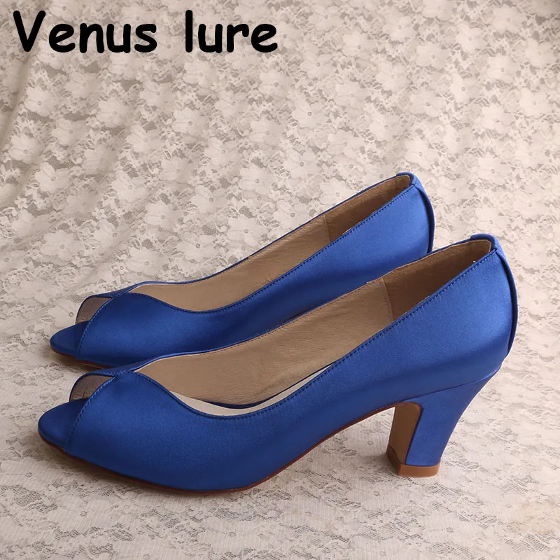 blue pumps block heel