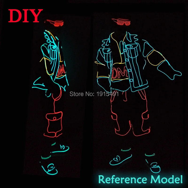 

Robot Dance Lovely Colorful Led Bulbs Stage Performance Clothing Blinking EL Wire Light Up Fashion Show Costume for Easter Decor