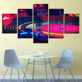 

Framework Wall Art Poster Home Decoration Modern 5 Panel Music Player Living Room Canvas HD Modular Print Painting Pictures