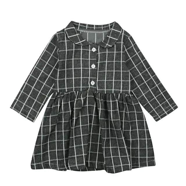 2pcs Children Plaid Clothing Set Girls Long Sleeve A line Dress ...