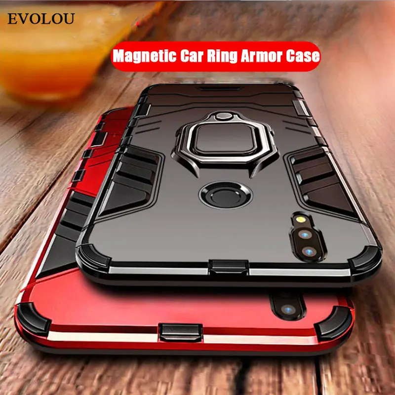 

2 in 1 Hybrid Armor Phone Case for Xiaomi Redmi 7 Note 7 Cases Magnetic Ring Holder Stand Cover Redmi Note 6 5 4X Back Cover