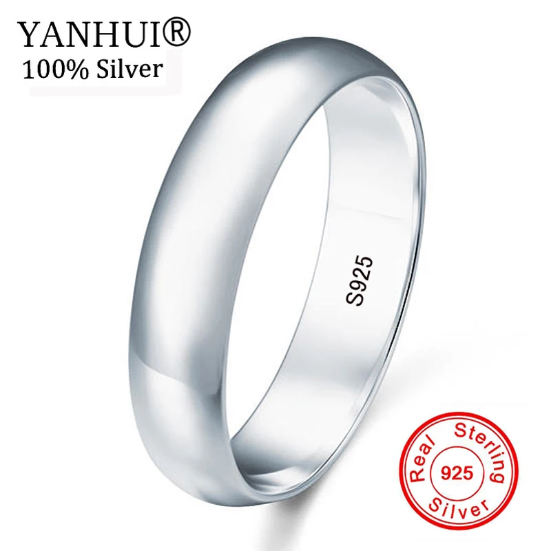 

Hot Sale! 100% Natural Solid 925 Sterling Silver Wedding Band Ring Fine Jewelry Lover Engagement Gift Rings For Women Men R027