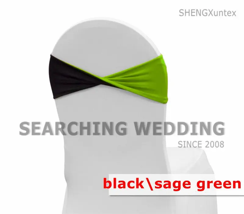 Mix Цвет лайкра стул группа \ спандекс стул пояс-кушак для банкета Свадебная крышка стула украшения - Цвет: black and sage green