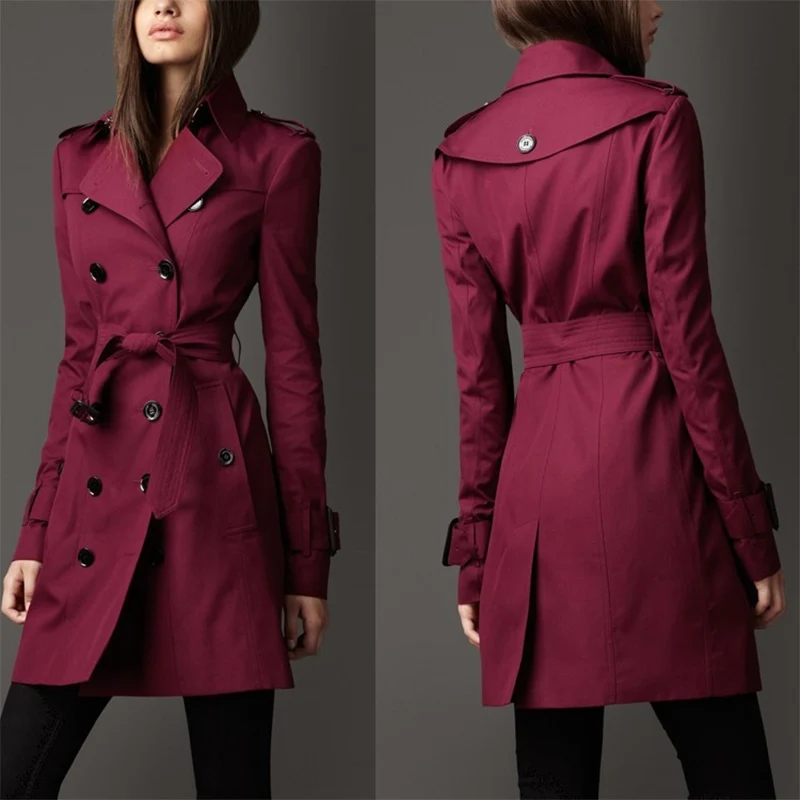 

Zogaa Fashion Trench Coat For Women Autumn Double-breasted Womens Long Coat Classic Casual Office Lady Business Outwear