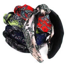 1 шт. повязки для женщин атласная ткань ручной работы цветочный контраст шить узлом широкий-повязка с козырьком женский G0408