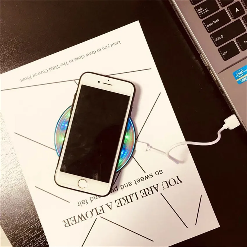 Wireless Charger Pad For iphone 11 Circle Chargeur Induction Qi Wireless Charging Nightlight Light For Samsung S10 Xiaomi CC9