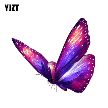 

YJZT 12.7CM*11.2CM Colored Fluorescent Butterfly Decal PVC Motorcycle Car Sticker 11-00770