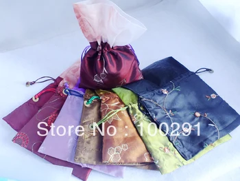 

Wholesale 100pcs/lot 17*23cm mixed color silk jewelry bags , fashion jewelry pouches