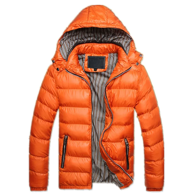 BOLUBAO Winter New Men Parkas Coats Men's Slim Fit Solid Color Parka Coat Male Casual Hooded Parkas Brand Clothing - Цвет: Orange