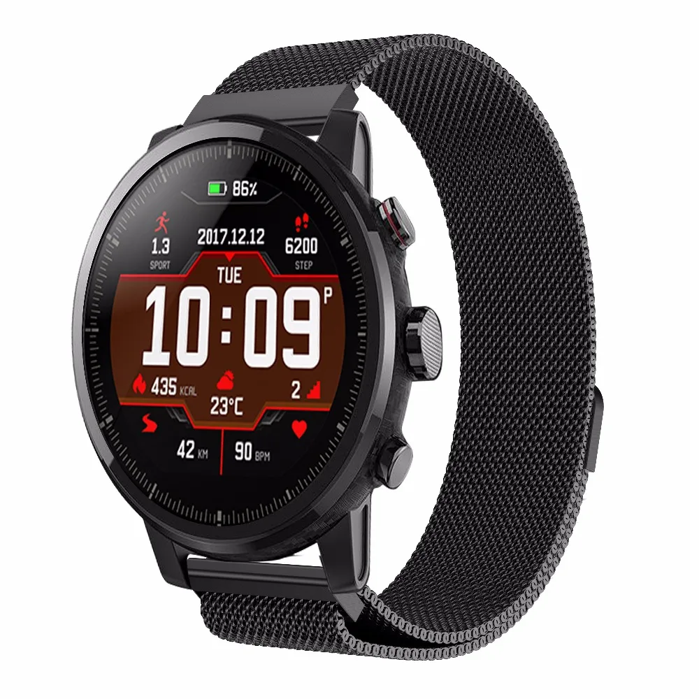 22 мм металлический ремешок из нержавеющей стали для Xiaomi Huami Amazfit часы браслет Milanese Loop магнитные ремни для Amazfit Pace Stratos 2