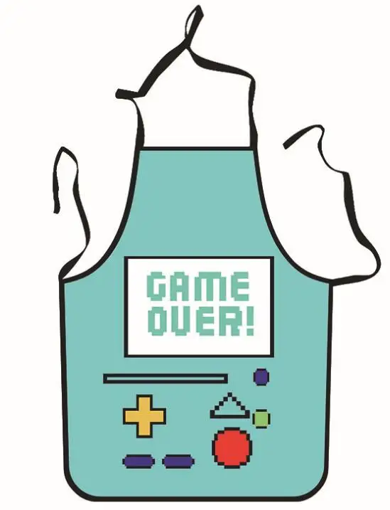 3D Funny Aprons Children Cartoon Game Over Kitchen Apron Kid Dinner Party Cooking Apron Cozinha
