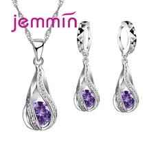 Necklace Earrings Jewelry-Sets Pendant Crystals Wedding-Party 925-Sterling-Silver Top-Quality