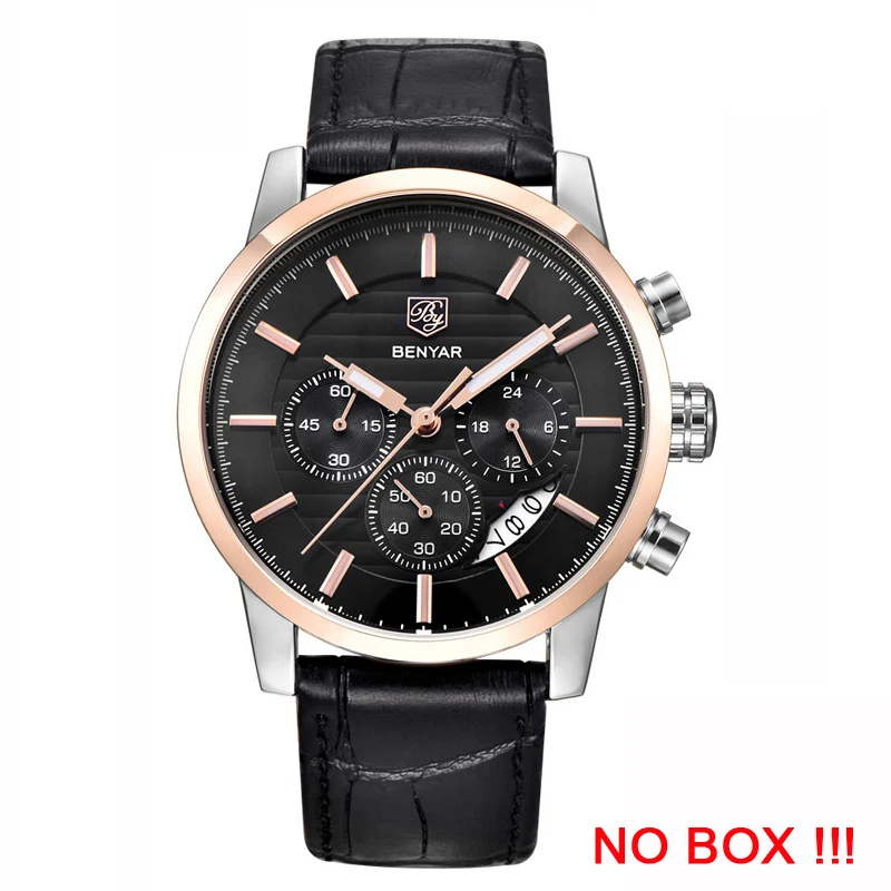 Reloj Hombre BENYAR модные спортивные мужские часы с хронографом лучший бренд класса люкс Бизнес Кварцевые часы Relogio Masculino - Цвет: L rose gold black